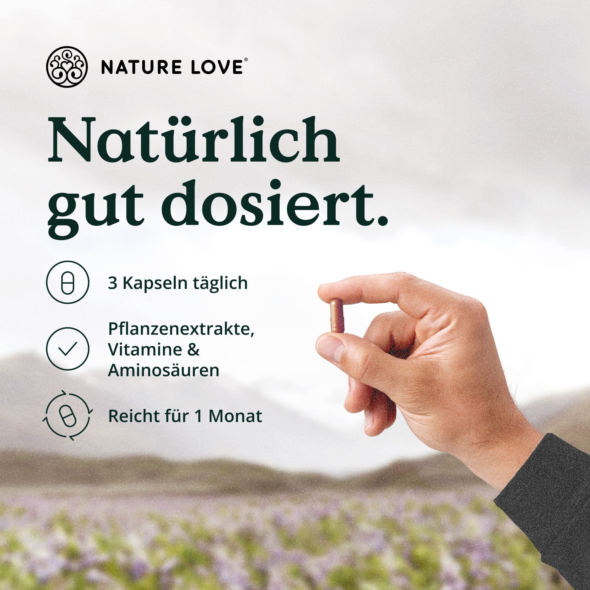 NATURE LOVE® Energiefluss für Männer - 90 Kapseln - Mit Tribulus Terrestris Extrakt, Maca Extrakt