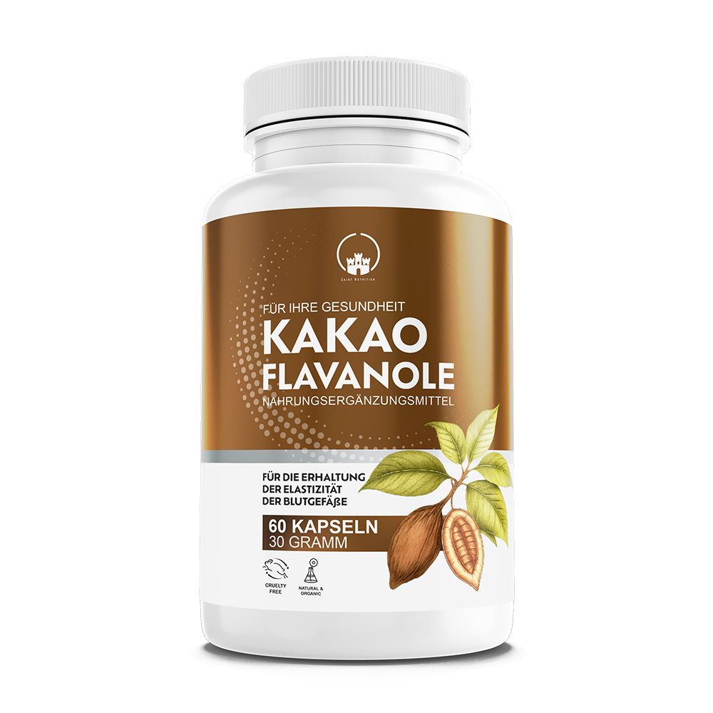 Saint Nutrition® Kakao Flavanole Kapseln 200mg | Kakaobohnen extrakt - vegan & hochdosiert 60 St