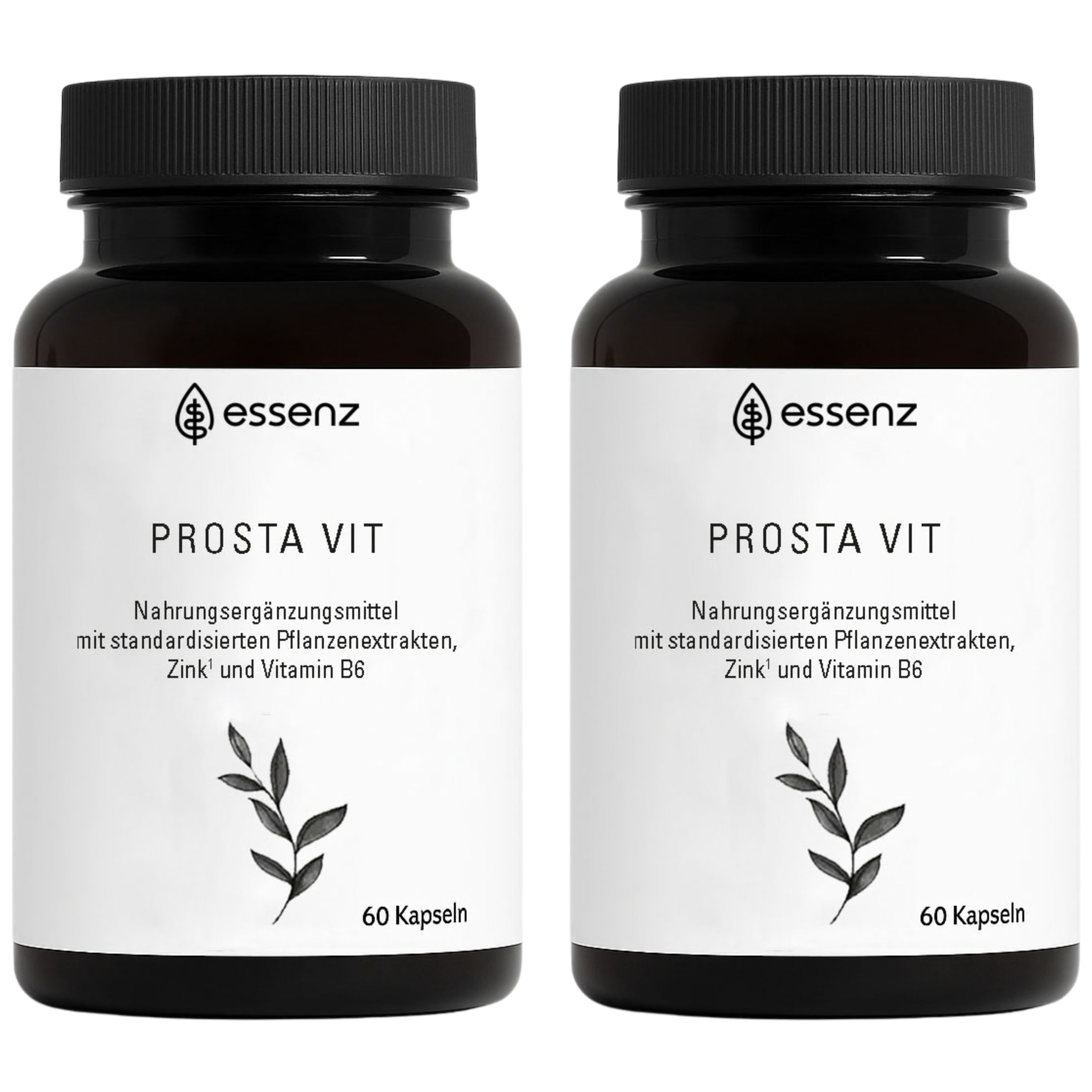 Zwei Flaschen ESSENZ Prosta Vit Nahrungsergänzungsmittel mit je 60 Kapseln.