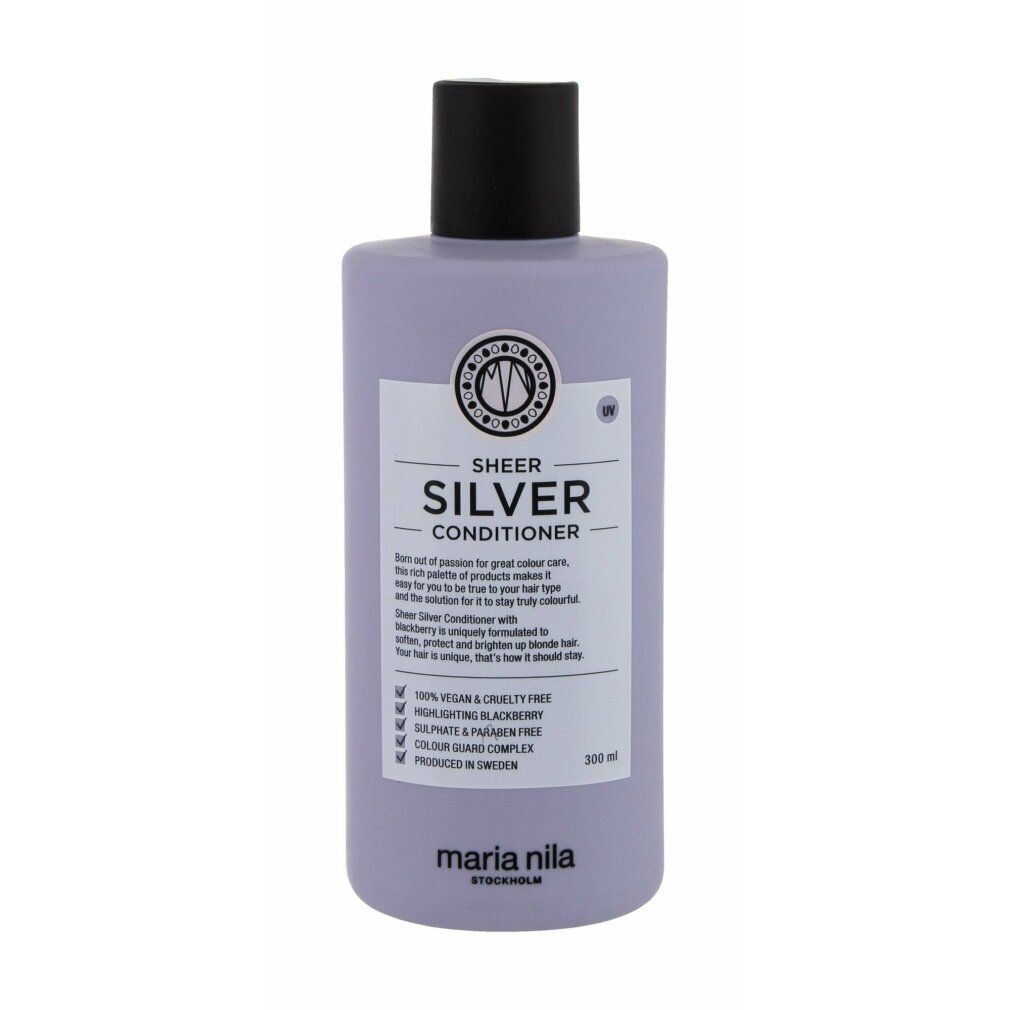 Maria Nila Sheer Silver Conditioner Flasche, 300ml, auf weißem Hintergrund.