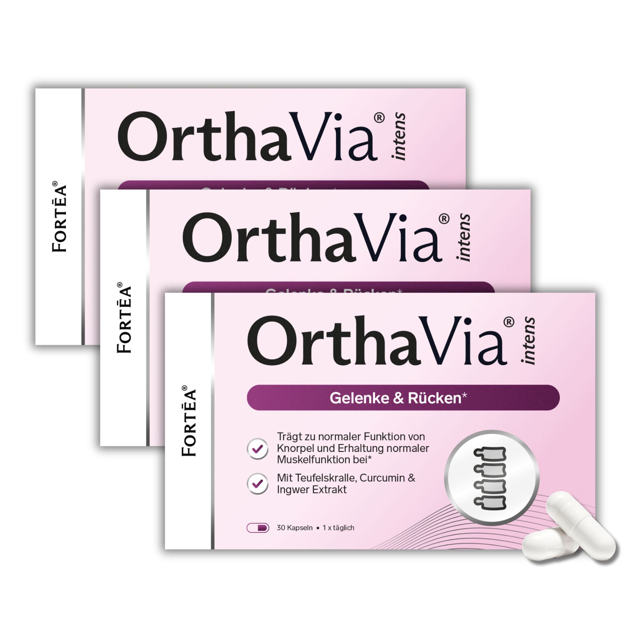 Fortea® OrthaVia® intens – Gelenke & Rücken 90 g Kapseln