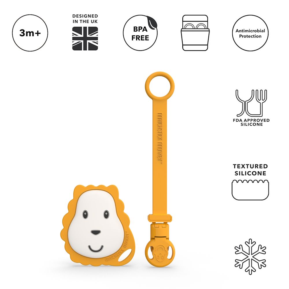 Matchstick Monkey Geschenkset Schnullerclip & flacher Beißring