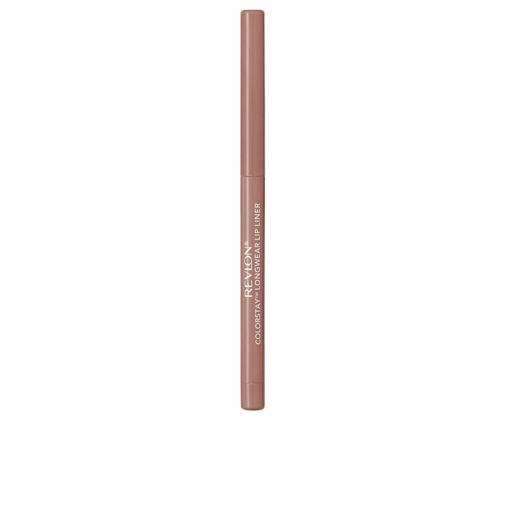 Revlon Colorstay Longwear Lip Liner. Beige Lippenstift mit passendem Deckel. Produktname und Marke sind auf dem Stift aufgedruckt.