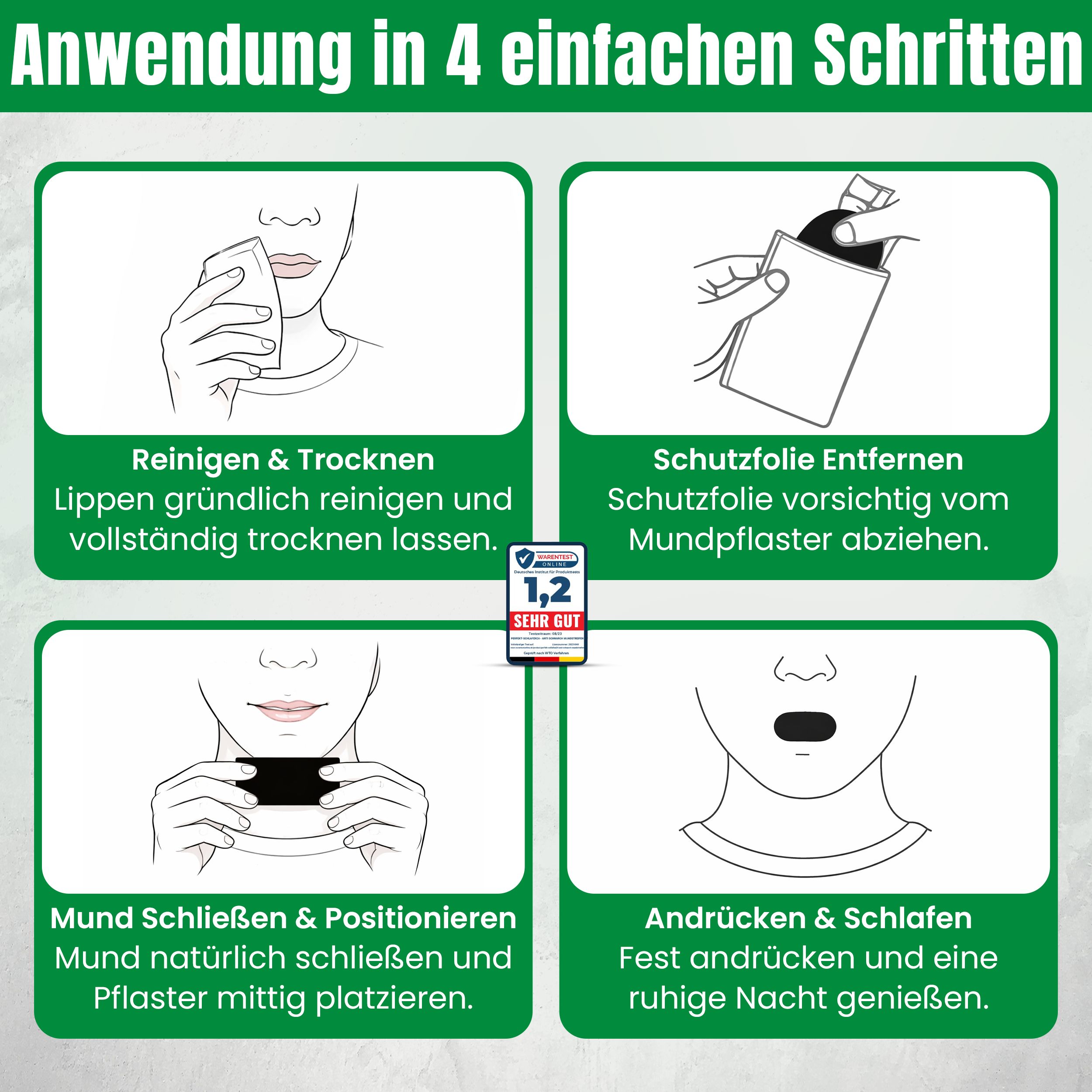 Perfekt-Schlafen24 - 30 x Antischnarch Mundpflaster in Schwarz