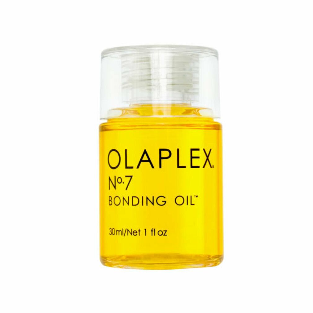 Olaplex Nr. 7 Bonding Oil in gelber Glasflasche mit klarem Deckel. 30ml.