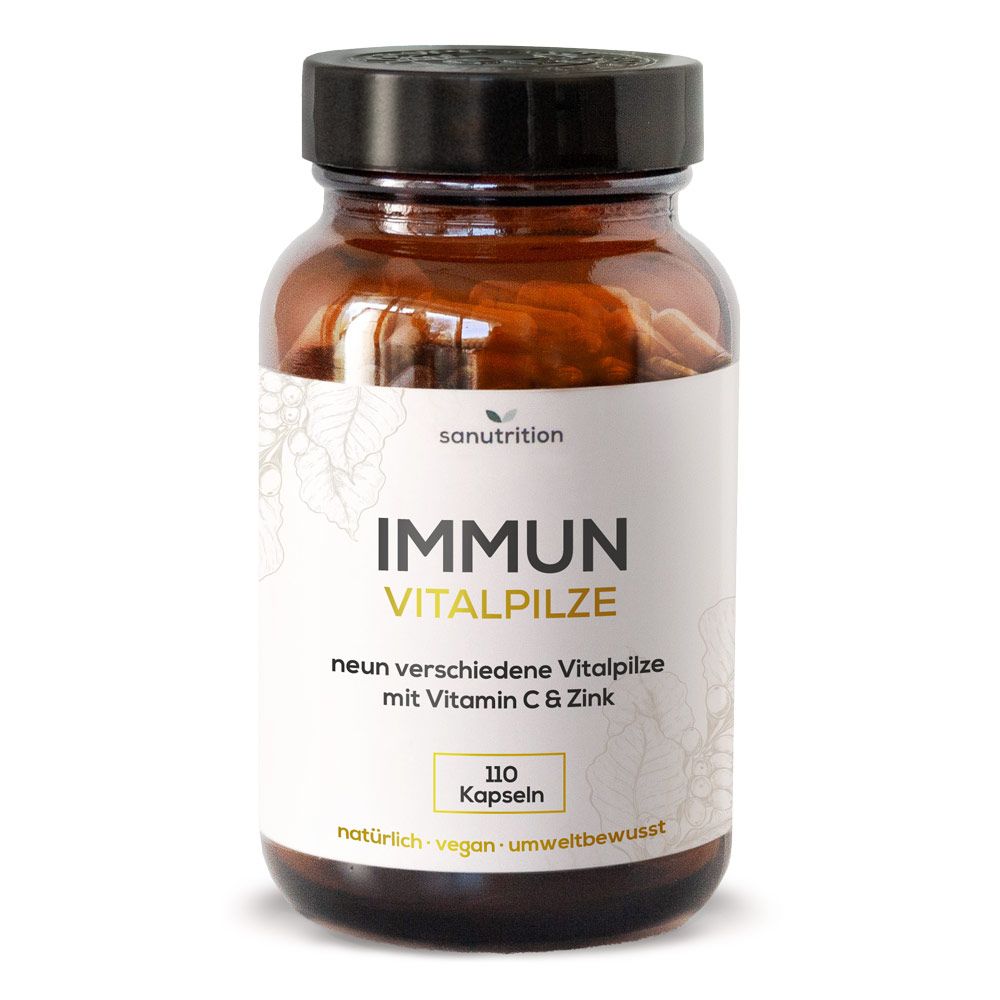 Sanutrition® - Immun Vitalpilze | mit Chaga, Reishi, Löwenmähne, Shiitake, Maitake etc. 90 g Kapseln