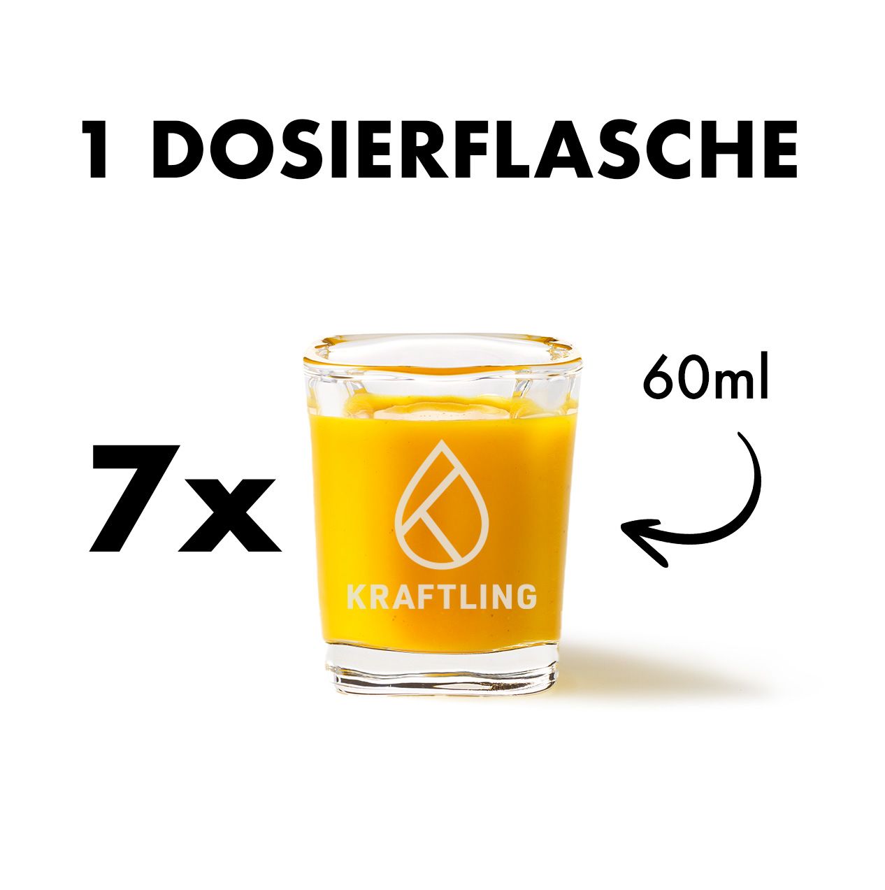 Kraftling Dosierflasche Orange Curcuma 7 Shots