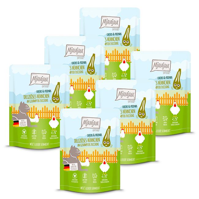 MjAMjAM - Quetschie Chicks & Friends deliziöses Hühnchen an gedämpfter Zucchini 6x300 g Futter