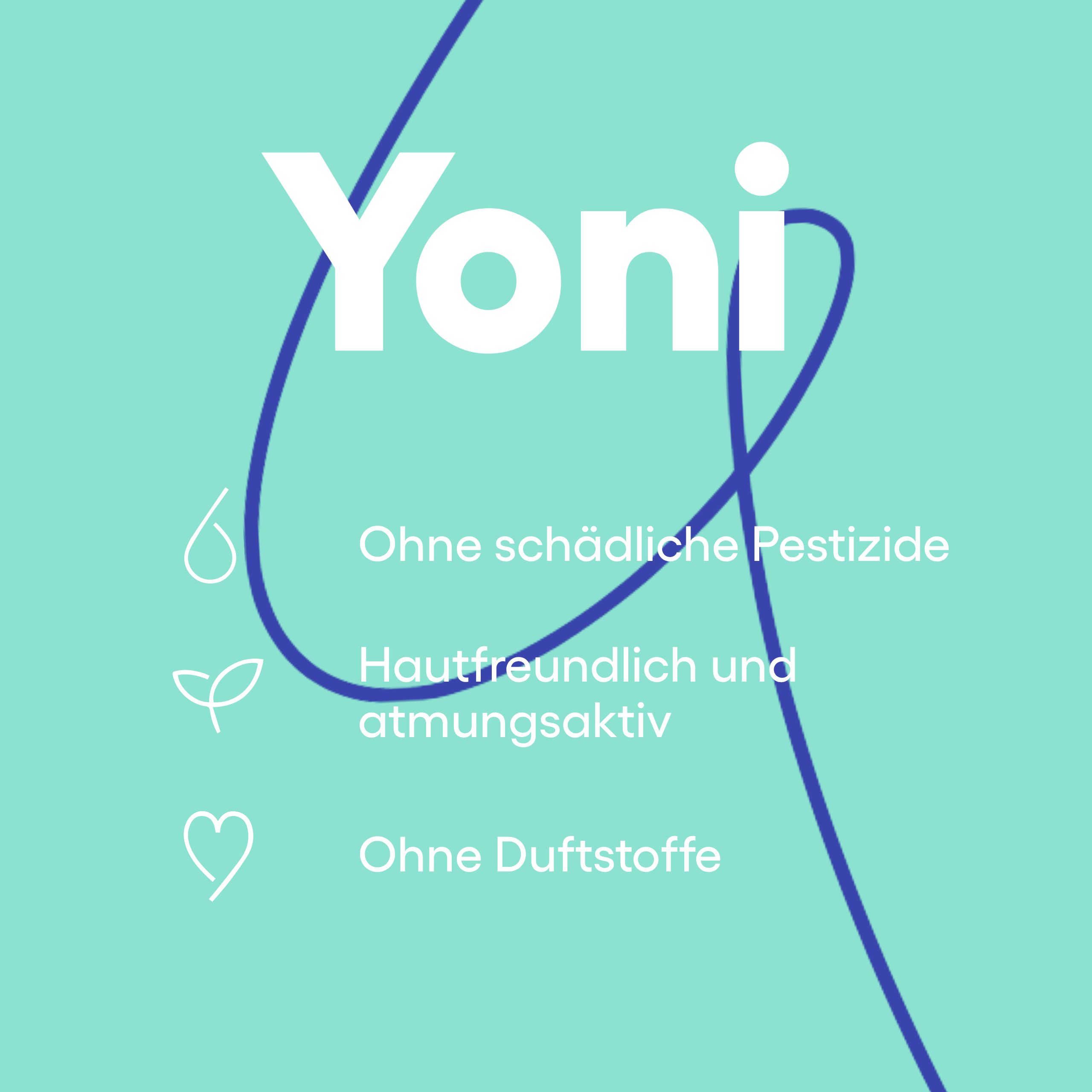 Verpackung von Yoni Slipeinlagen, 100% Bio-Baumwolle.