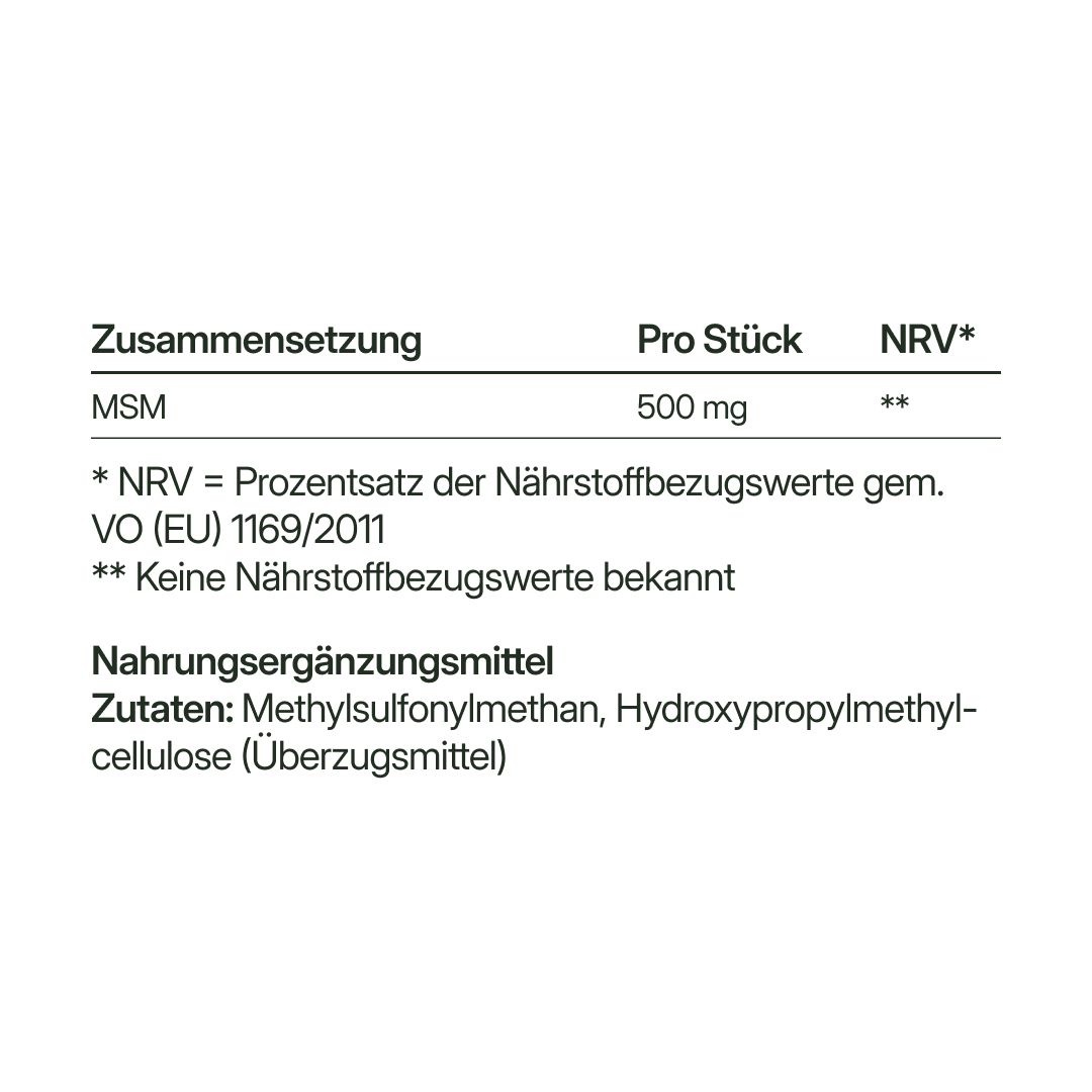 dunatura MSM 500mg - 84 Kapseln - Gelenke