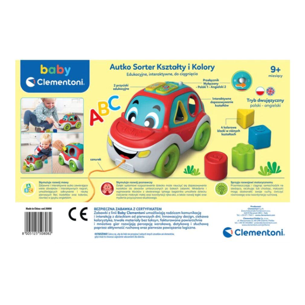 Interaktives Auto mit Formen- und Farbensortierer (Polnisch & Englisch) Clementoni 50808 1 St