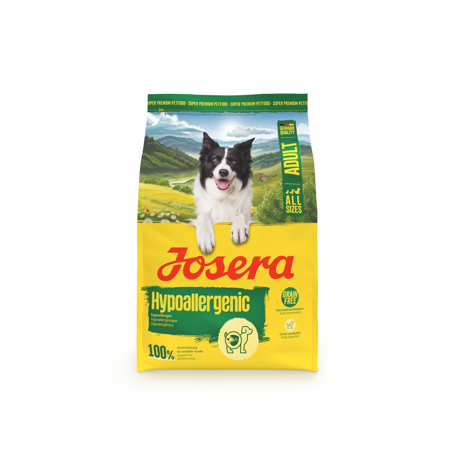 Josera Hypoallergenic Hundefutter: Getreidefreie Rezeptur mit Lamm und Reis für empfindliche Hunde.