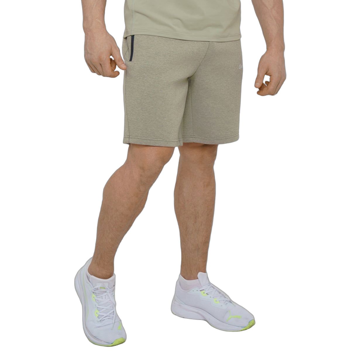 GymBeam Herren Shorts Regular mit Kordelzug und Reißverschlusstaschen Salbei 1 St