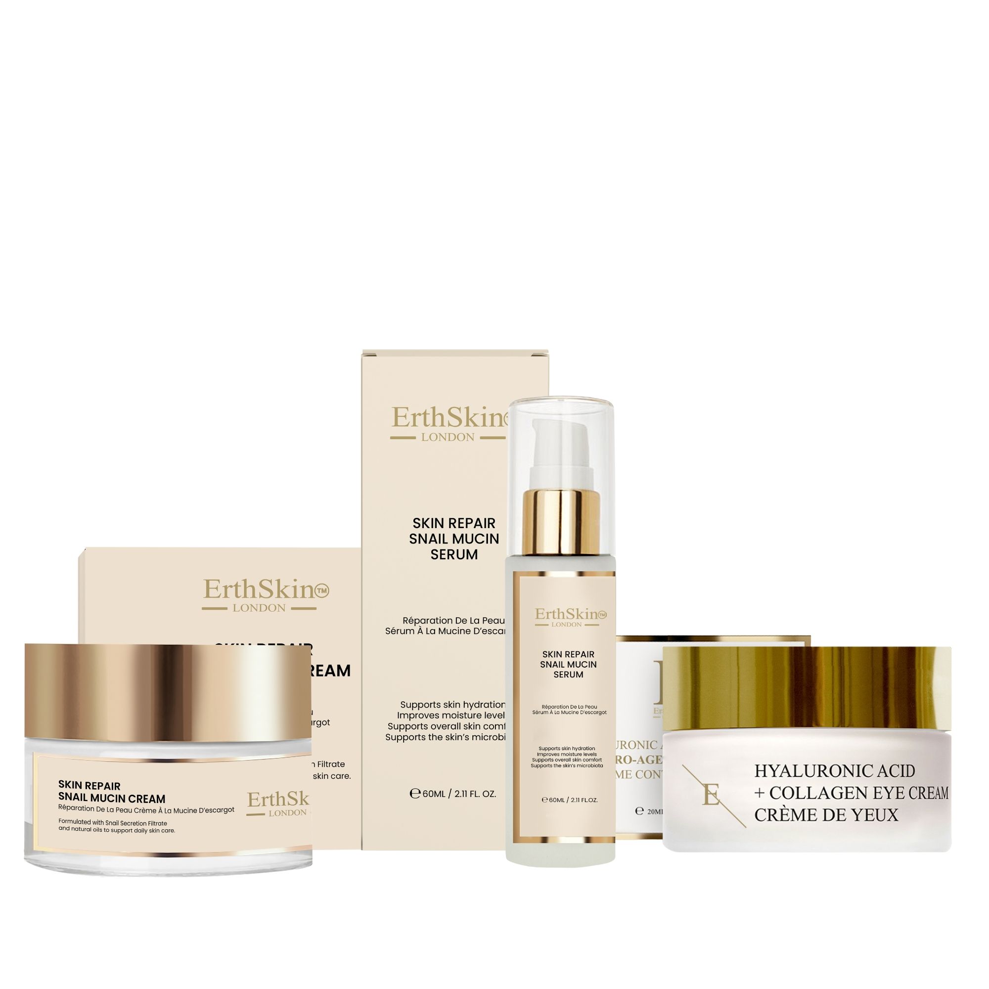 ErthSkin London Hautregenerierende Schneckencreme + Schneckenserum Anti-Aging-Augencreme 140 ml
