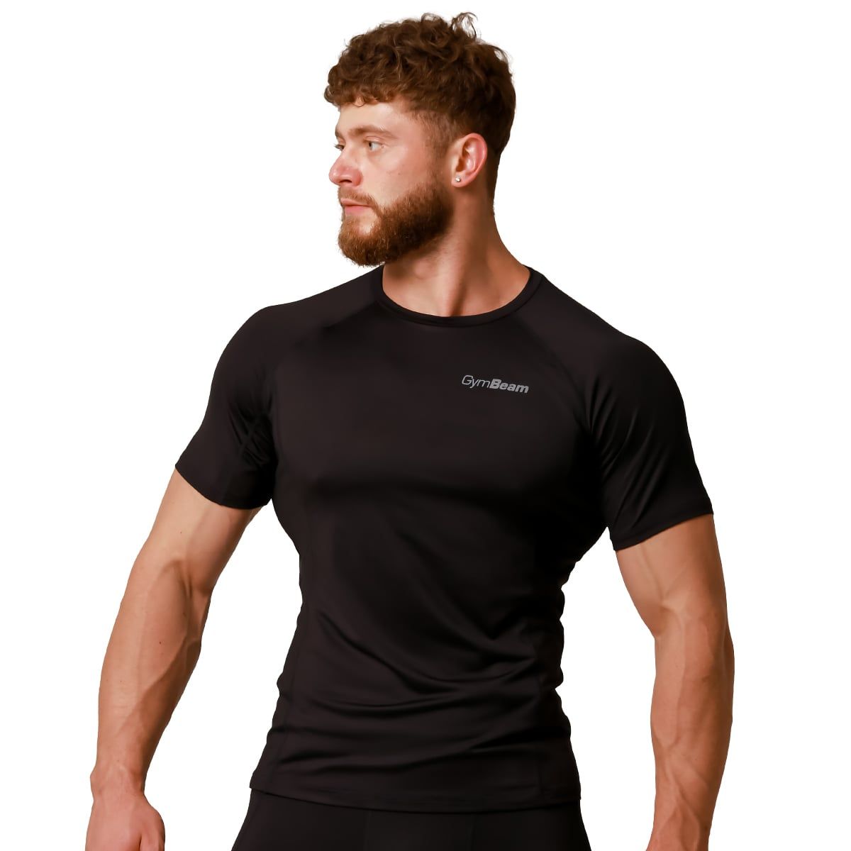GymBeam T-Shirt Herren slim kurzarm mit Raglanärmeln in Schwarz 1 St