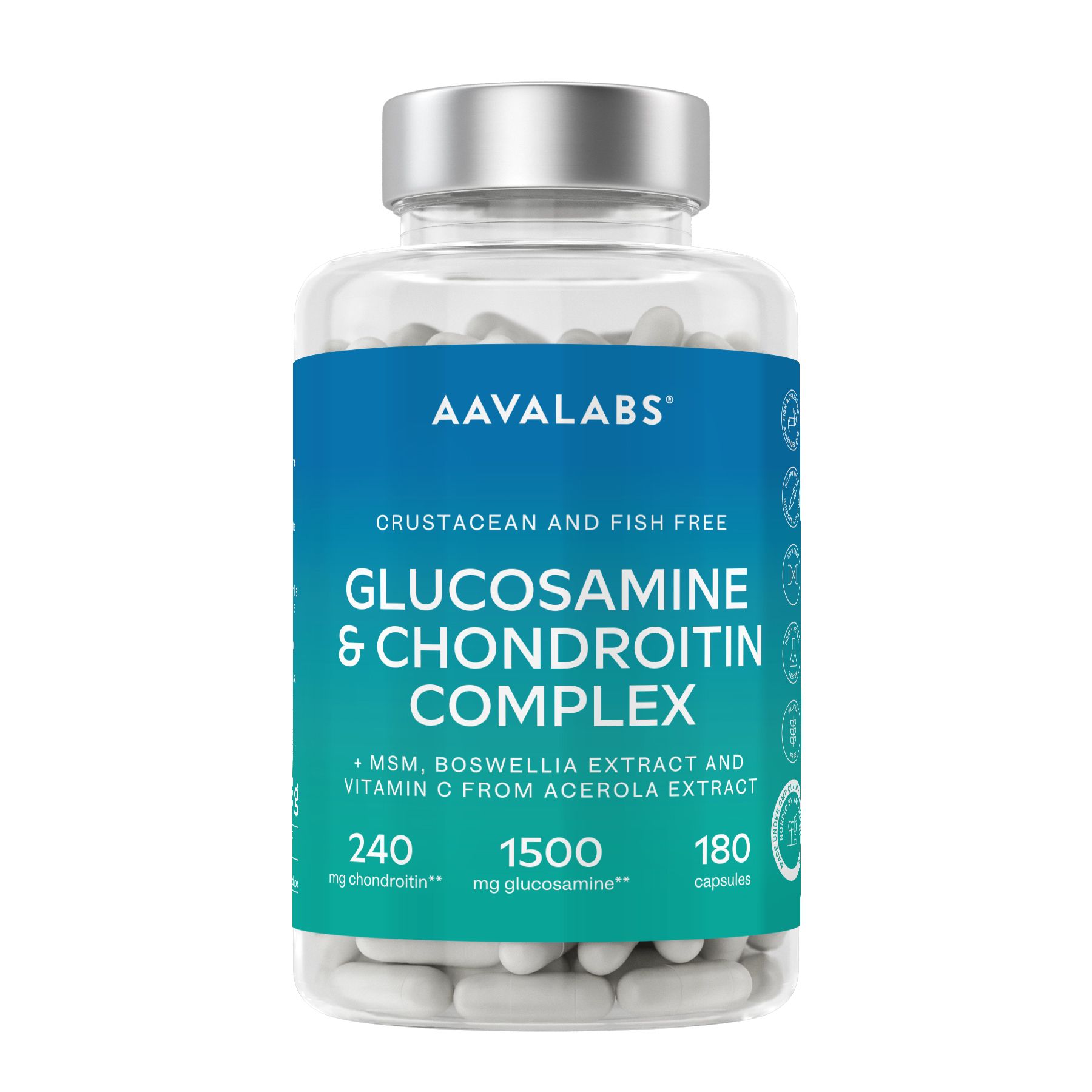 Aavalabs Glucosamin Chondroitin MSM Kapseln | Für Gelenke, Knochen und Energie | 2-Monats-Vorrat