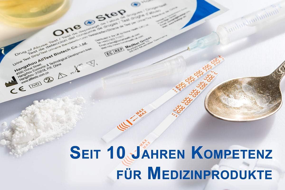 One+Step Drogentest für 7 Drogenarten - (COC/THC/OPI/AMP/MTD/BZO/MET) -  Schnelltest-Testkassette 10 St 
