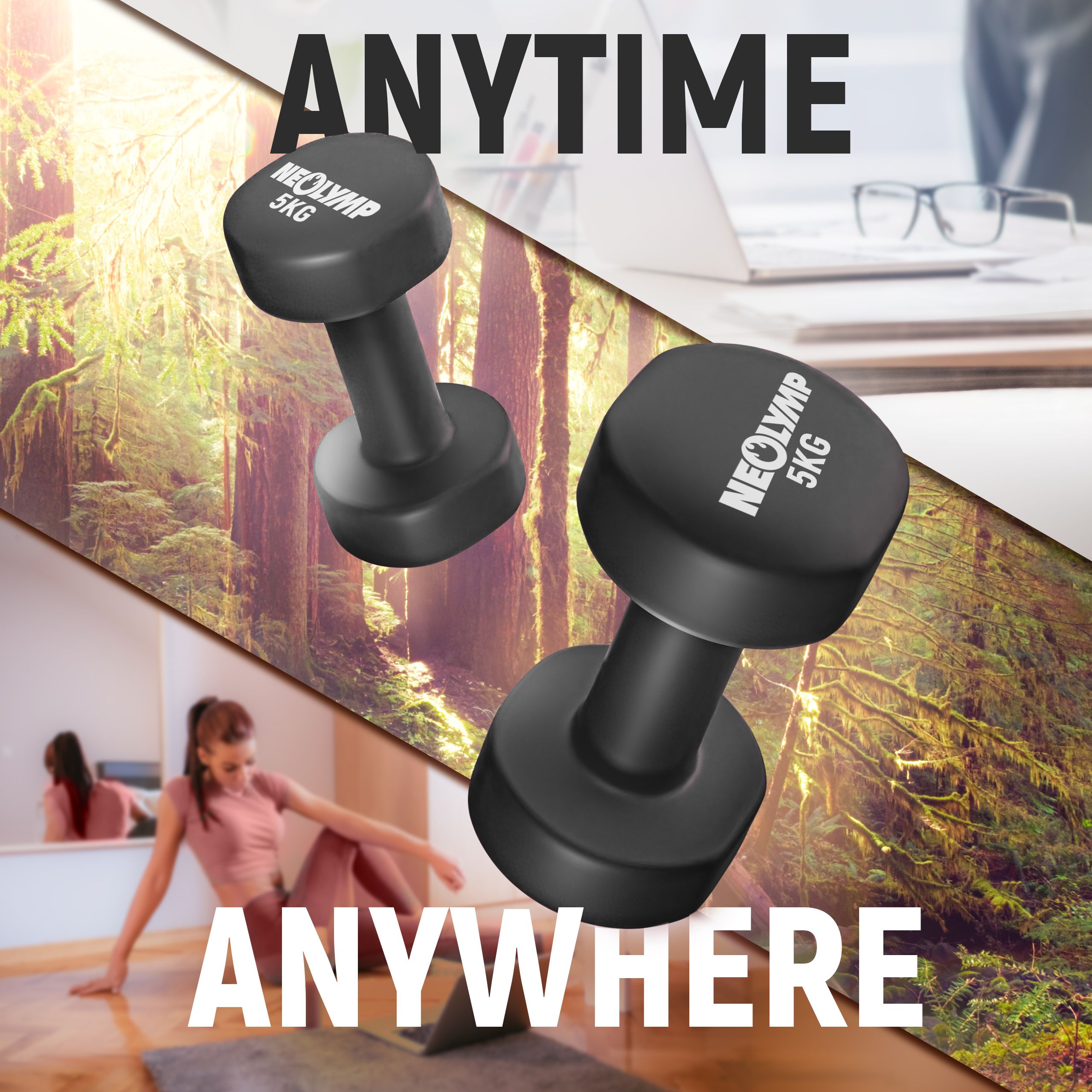 NEOLYMP 2er Set rutschfeste Neopren Hanteln 4 KG