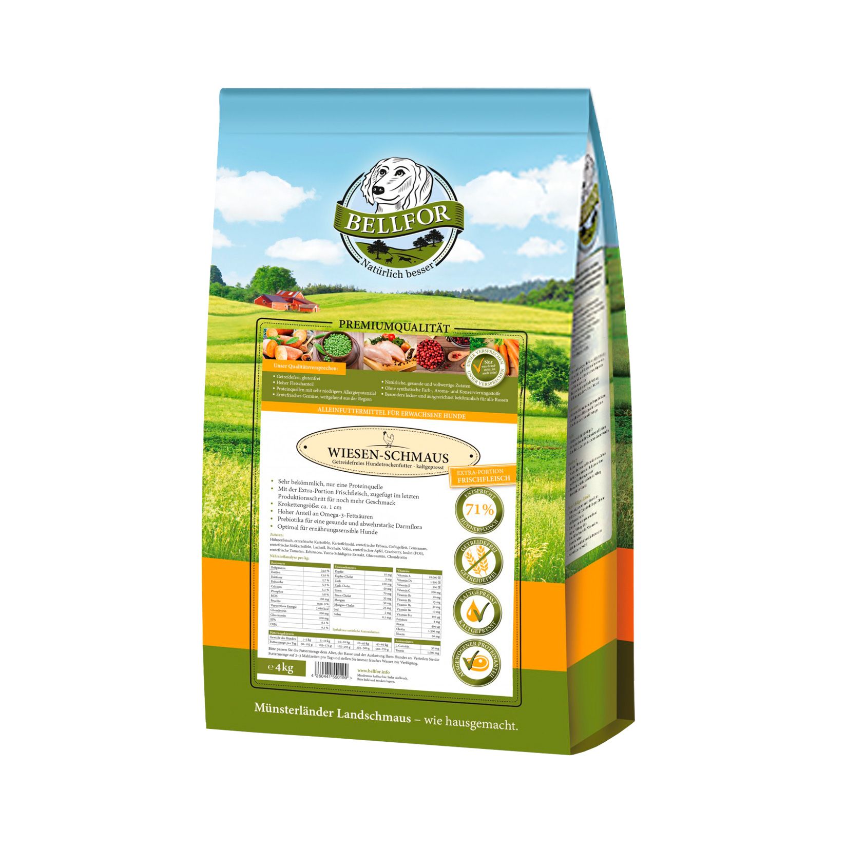 Bellfor Sparset für Windhunde: Wiesen-Schmaus + Gelenke und Knochen Complete-Snack + Fitness Pulver