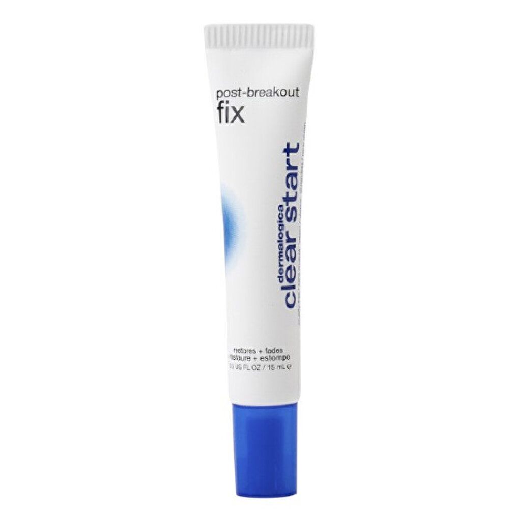 Weiße Tube mit blauer Schrift "clear start" und "post-breakout fix".