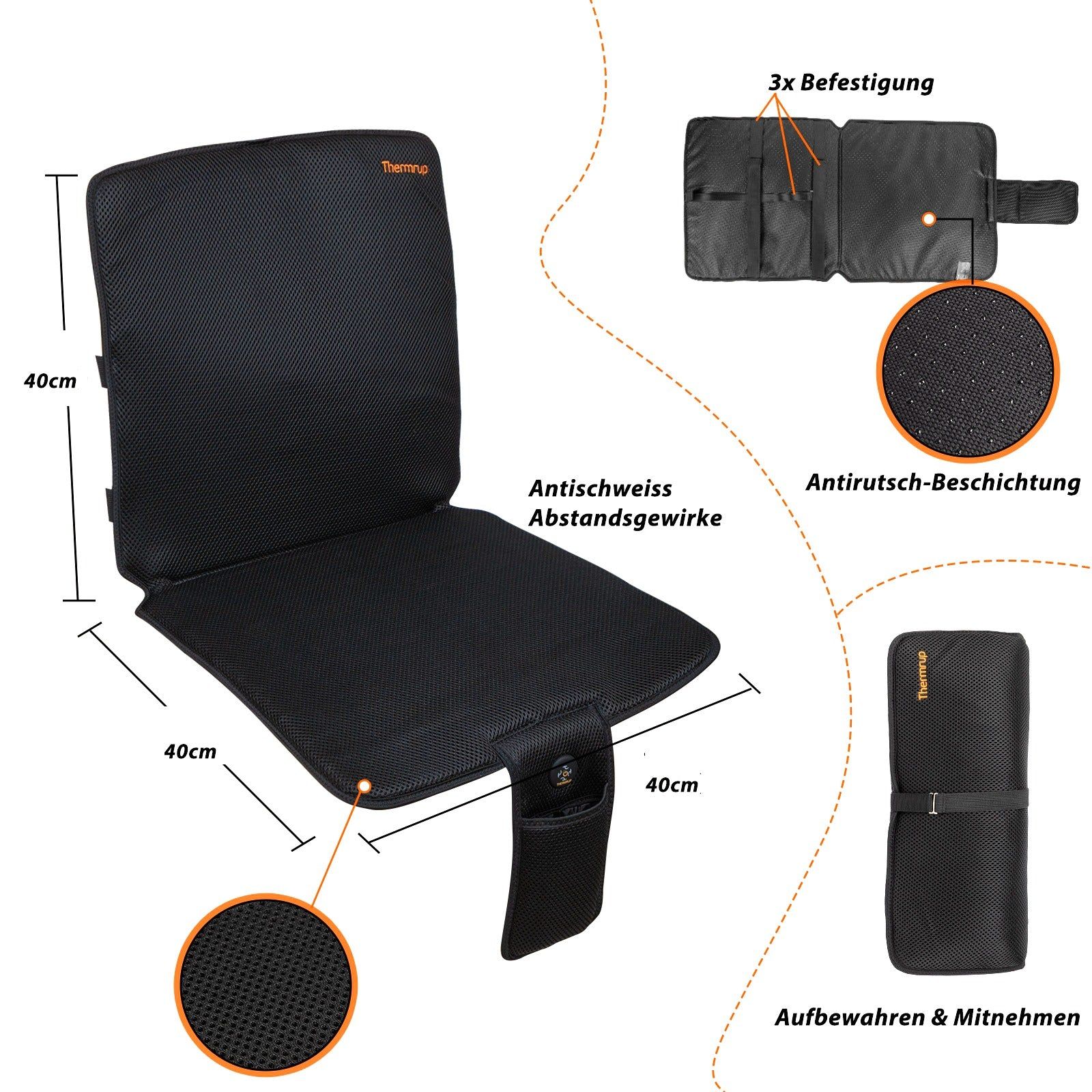 Mobile Beheizbare Sitzauflage 40x80cm – Akku- & Netzbetrieb
