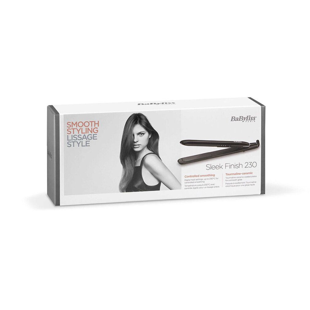Verpackung mit Glätteisen und Abbildung einer Frau. Text: Smooth Styling Lissange Style.