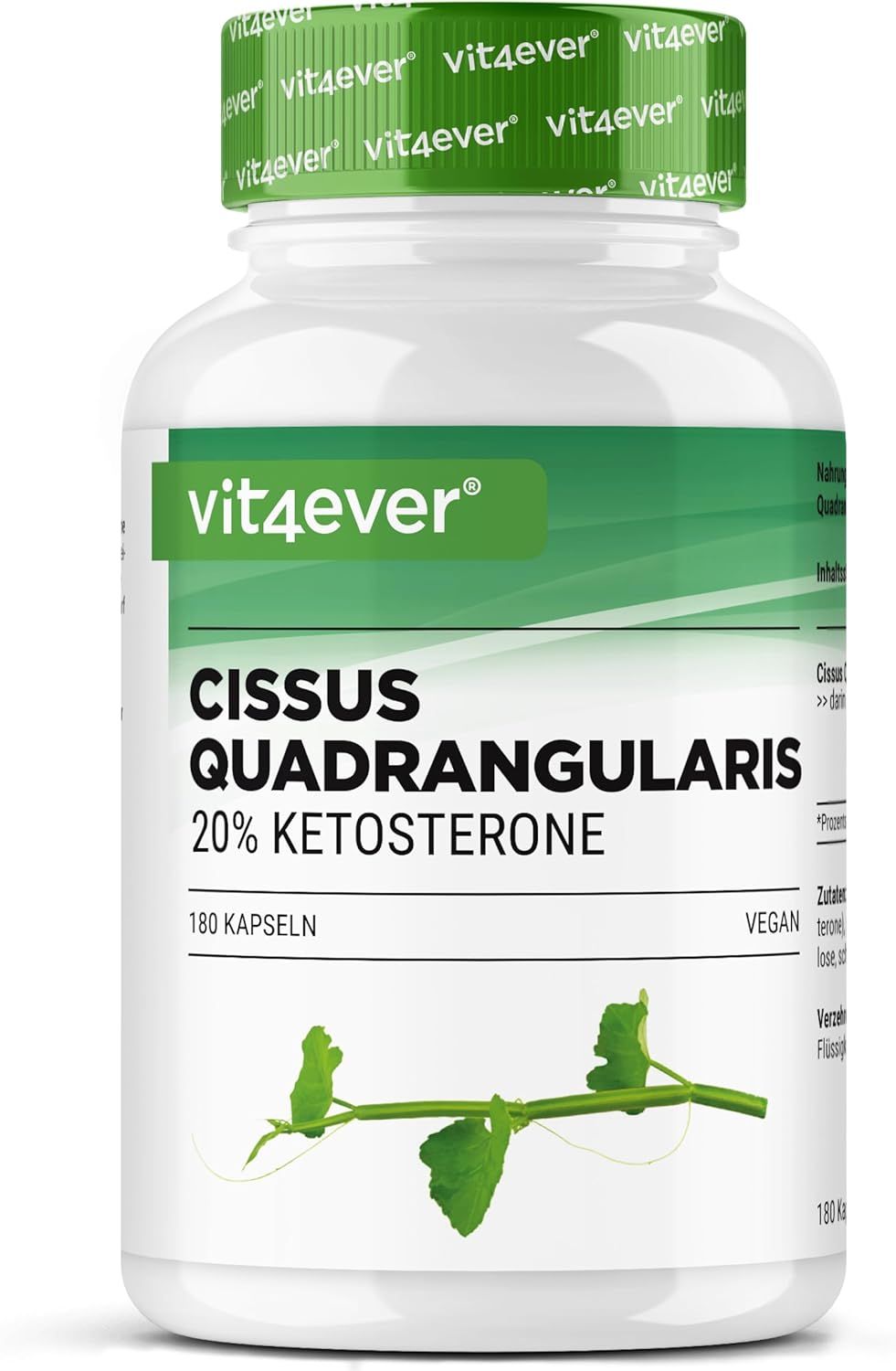 Vit4ever Cissus Quadrangularis Intenso Kapselbehälter mit Etikett.