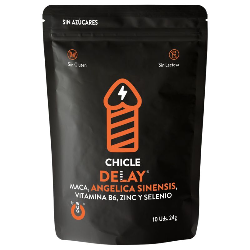 Schwarze Verpackung mit Produktnamen und Illustration. Text: Sin Azúcares, Sin Gluten, Sin Lactosa. Inhaltsstoffe.