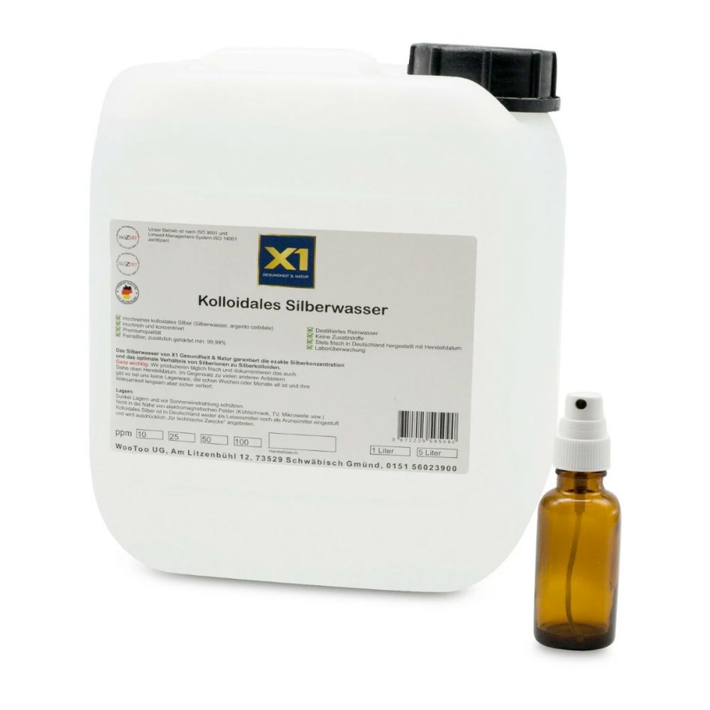 X1 Kolloidales Silber (Silberwasser) 100ppm 2500 ml