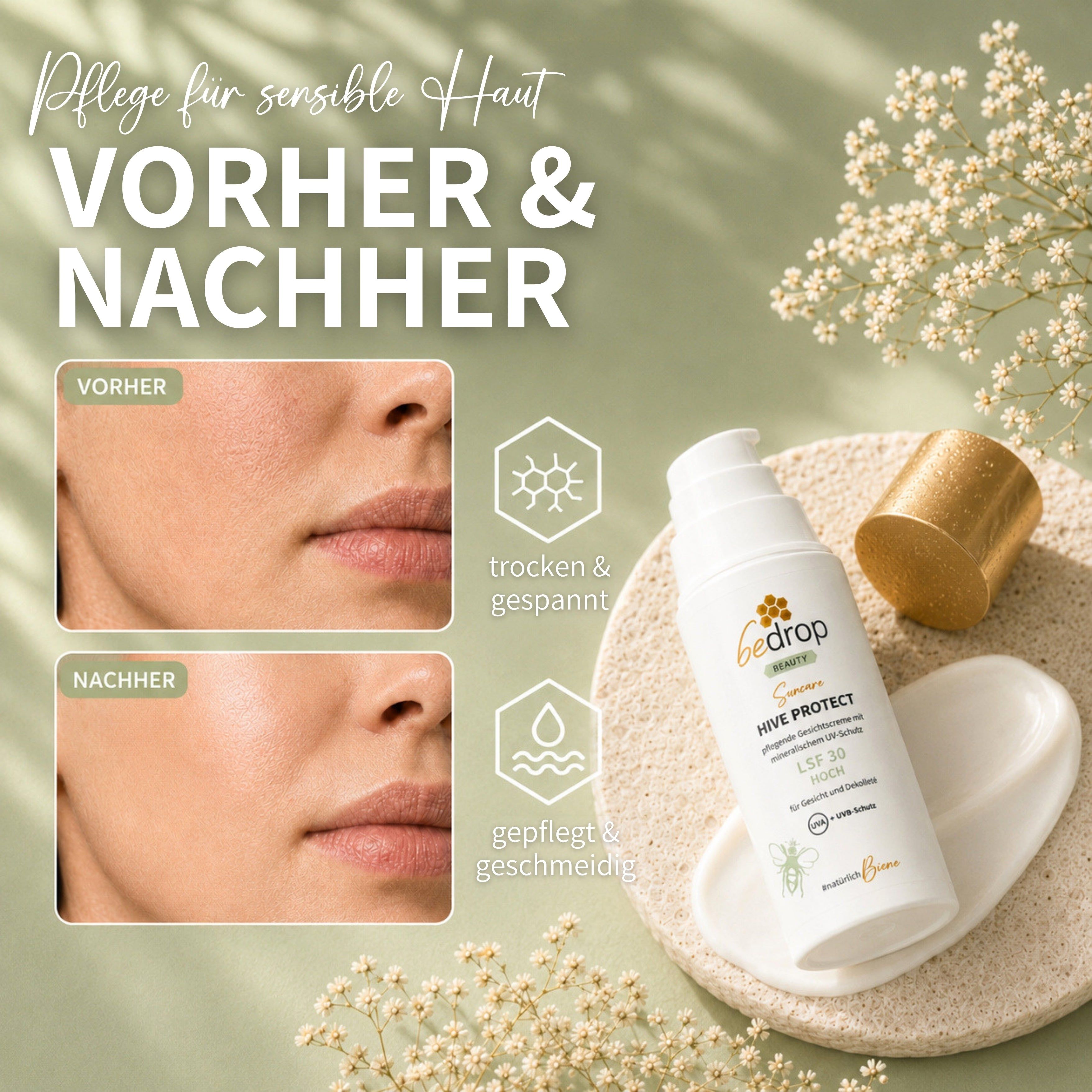 HIVE PROTECT LSF 30 - Sonnencreme für Gesicht & Dekolleté mit mineralischem UVA & UVB-Schutz