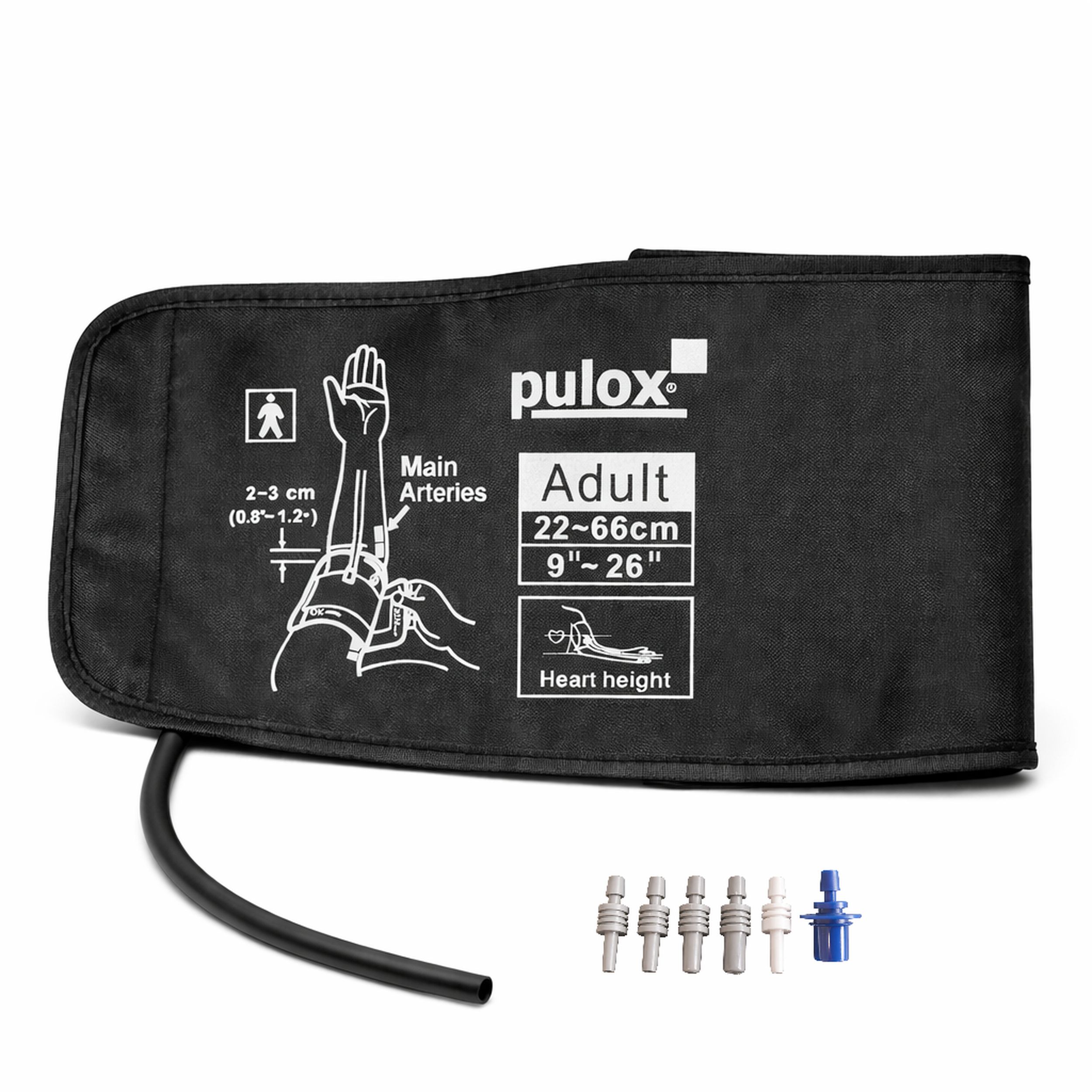 Pulox Blutdruckmanschette 22-66 cm Universal Einschlauch + 6 Adapter
