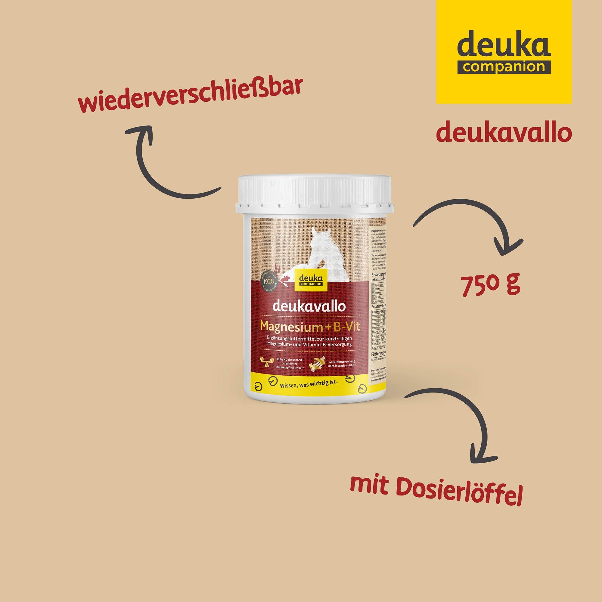deukavallo Magnesium + B-Vit - Supplement für Pferde mit Stressanfälligkeit & Leistungsanforderung