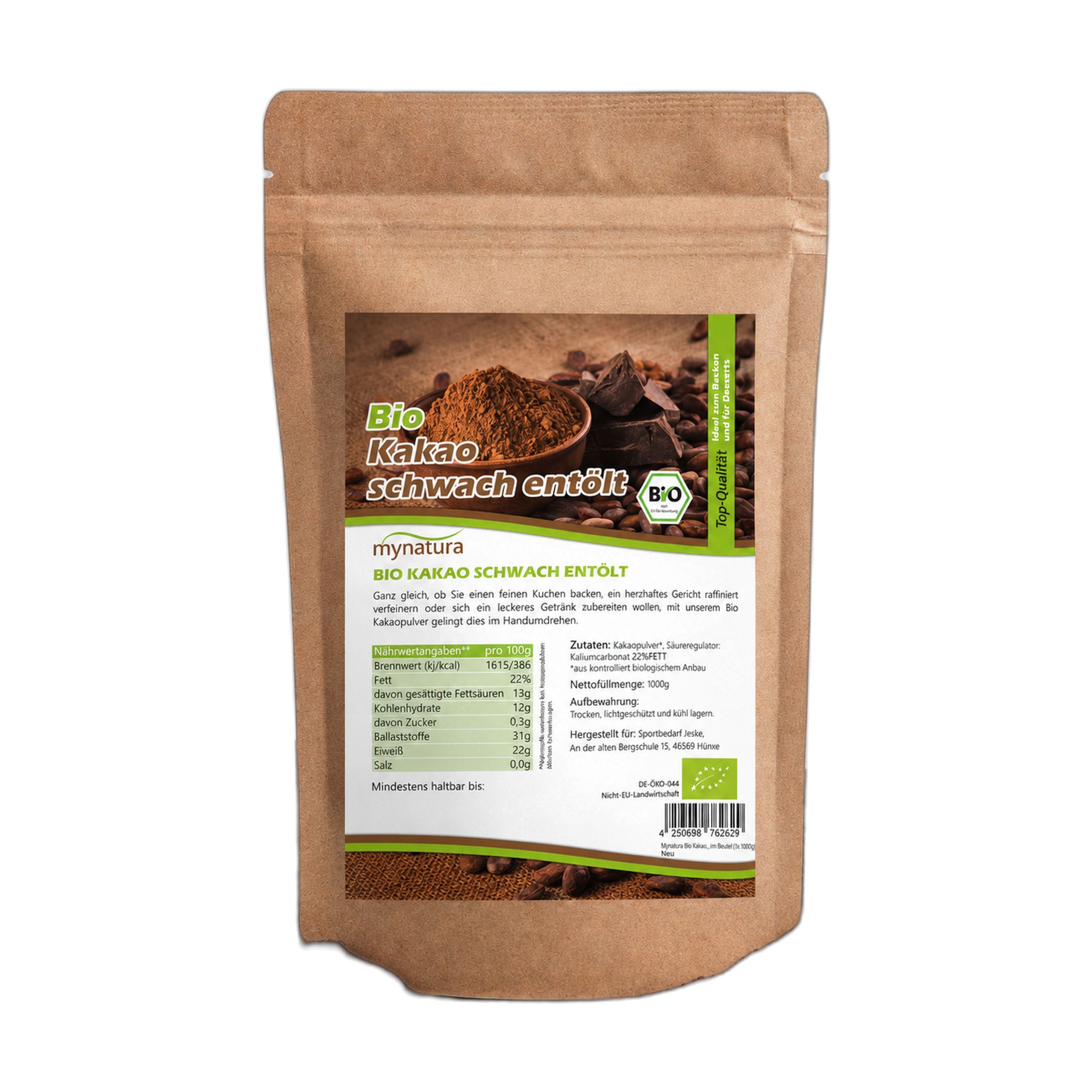 Mynatura Bio Kakaopulver schwach entölt 1000 g