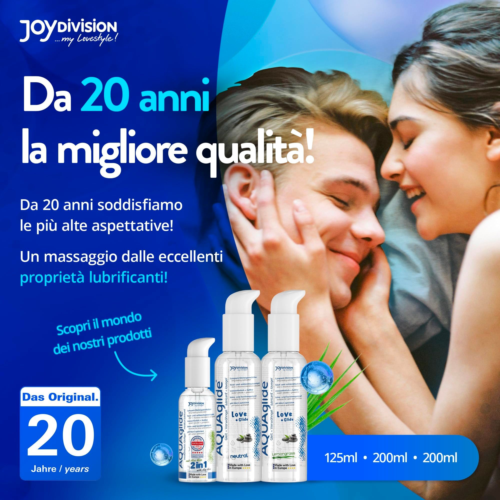 AQUAGLIDE Gleitmittel in verschiedenen Größen: 125ml, 200ml, 200ml.