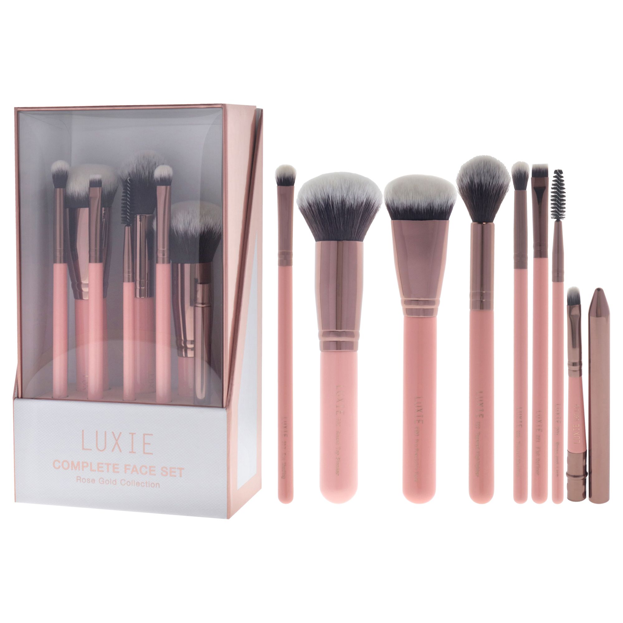 Rose Gold Complete Face Pinsel Set von Luxie for Women