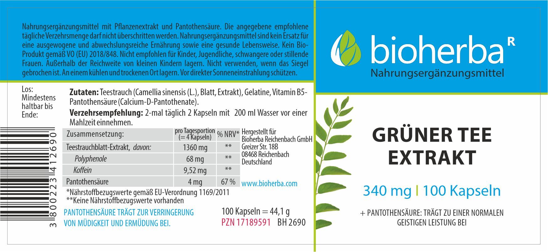 Bioherba Grüner Tee Extrakt Kapseln