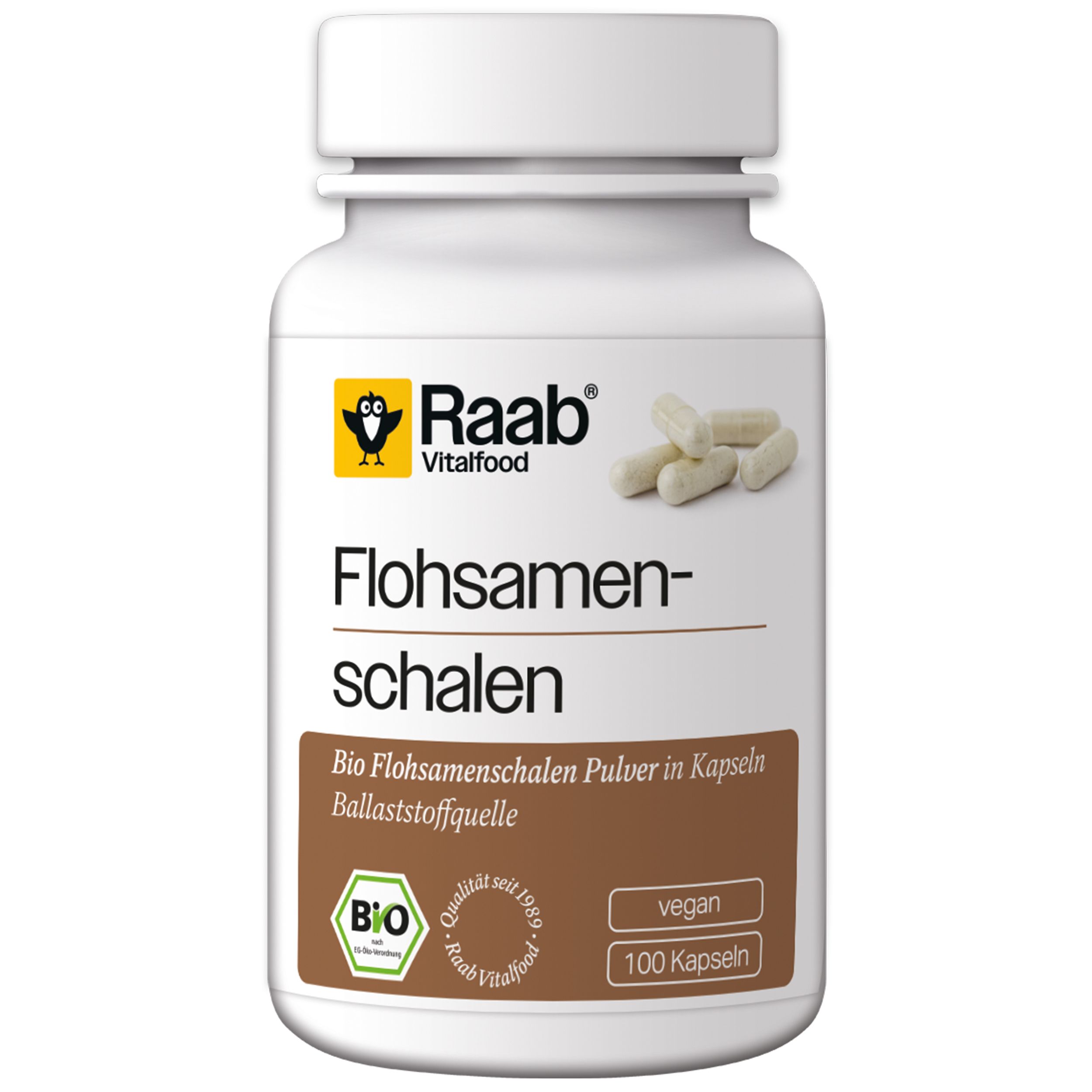 Raab BIO Flohsamenschalen 100 Kapseln  600 mg 100Kapseln