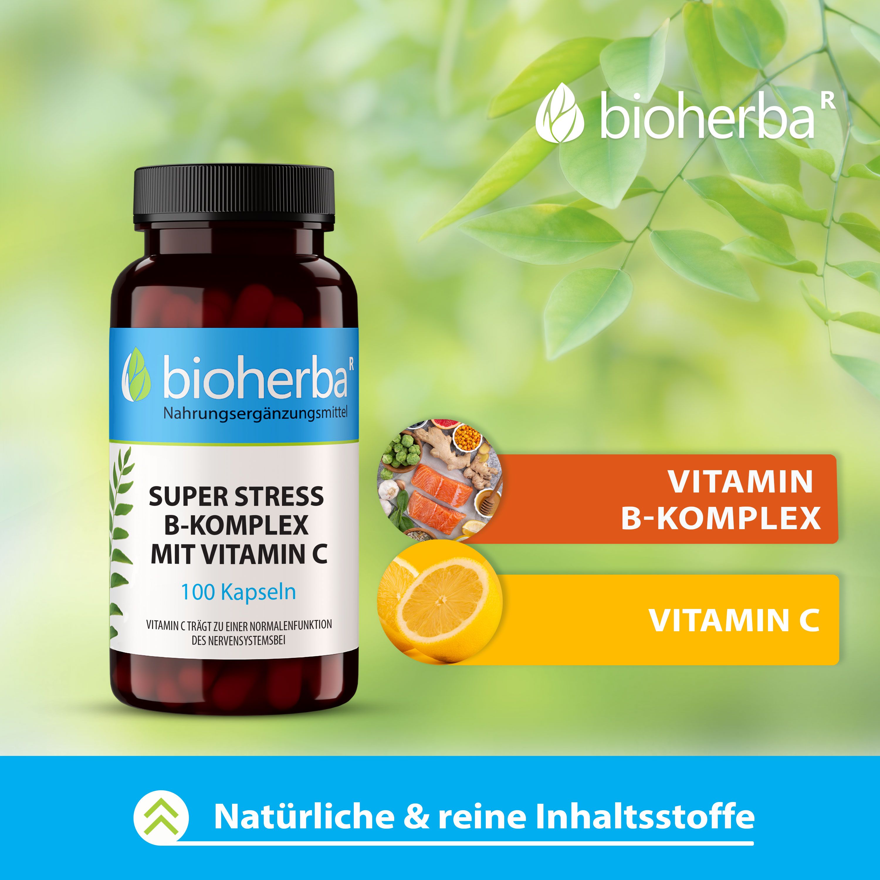 Bioherba Super Stress B-Komplex Mit Vitamin C 100 Kapseln