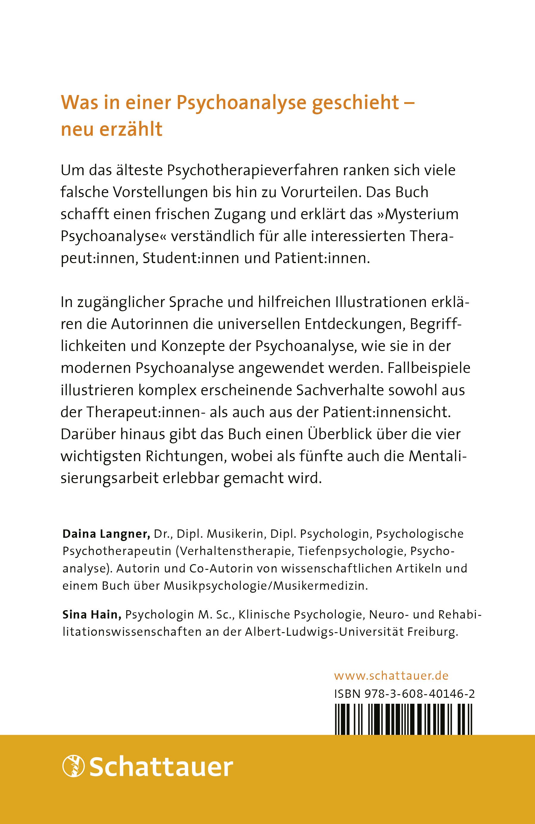 Rückseite des Buches Psychoanalyse griffbereit. Text in Schwarz auf weißem Hintergrund. Autorennamen und Verlag.