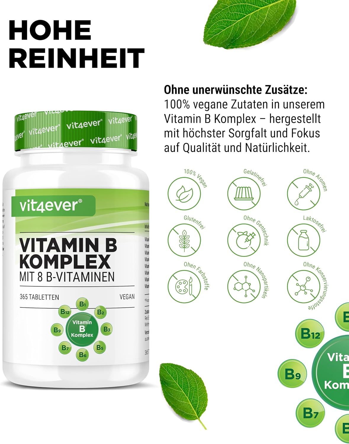 vit4ever Vitamin B Komplex - 8 B-Vitamine - 365 Tabletten