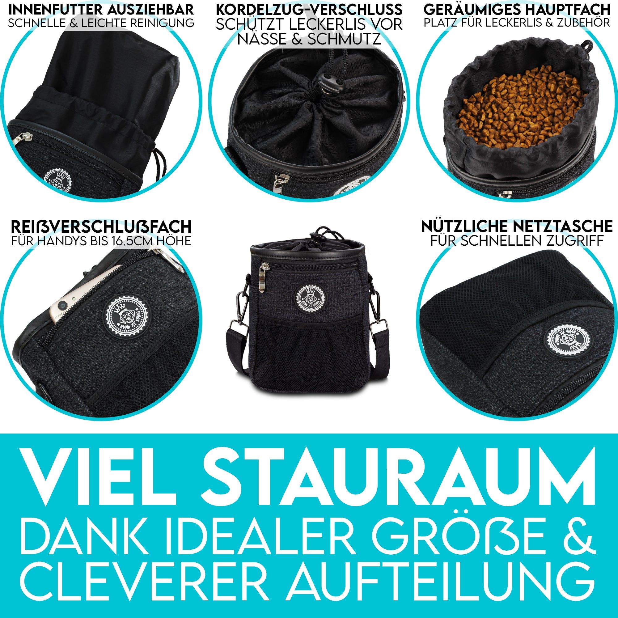 Hund IST König® Premium Leckerlibeutel für Hunde | Robuster Futterbeutel mit viel Stauraum 1 St