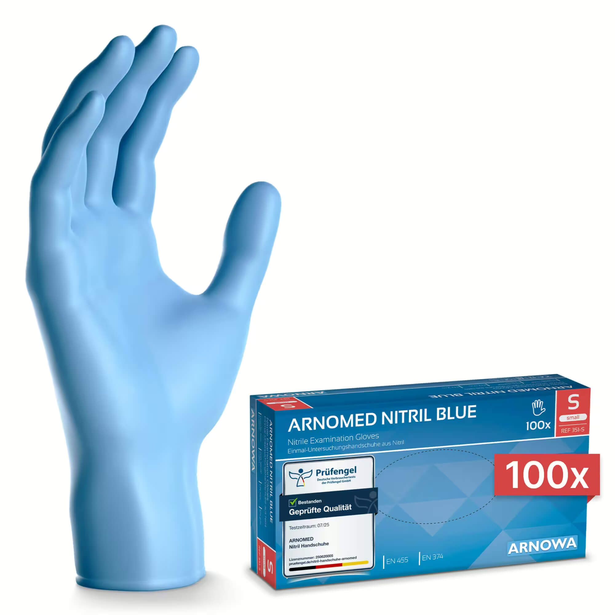 Arnowa Arnomed Nitril Blue Untersuchungshandschuhe Gr. S 100 Pk Handschuhe