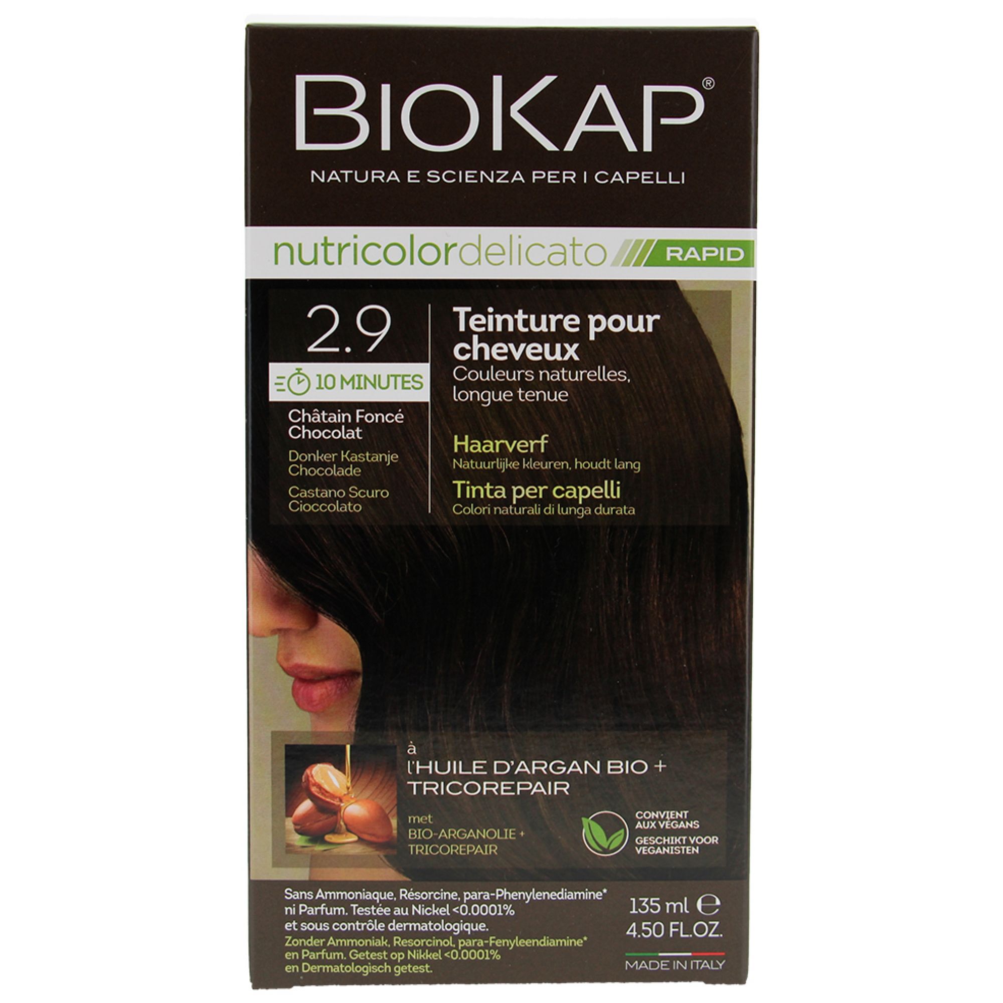 Biokap Nutricolor Delicato Rapid Haarfärbemittel (Haarfärbung : Kastanienbraun) 9x6,3x17 cm