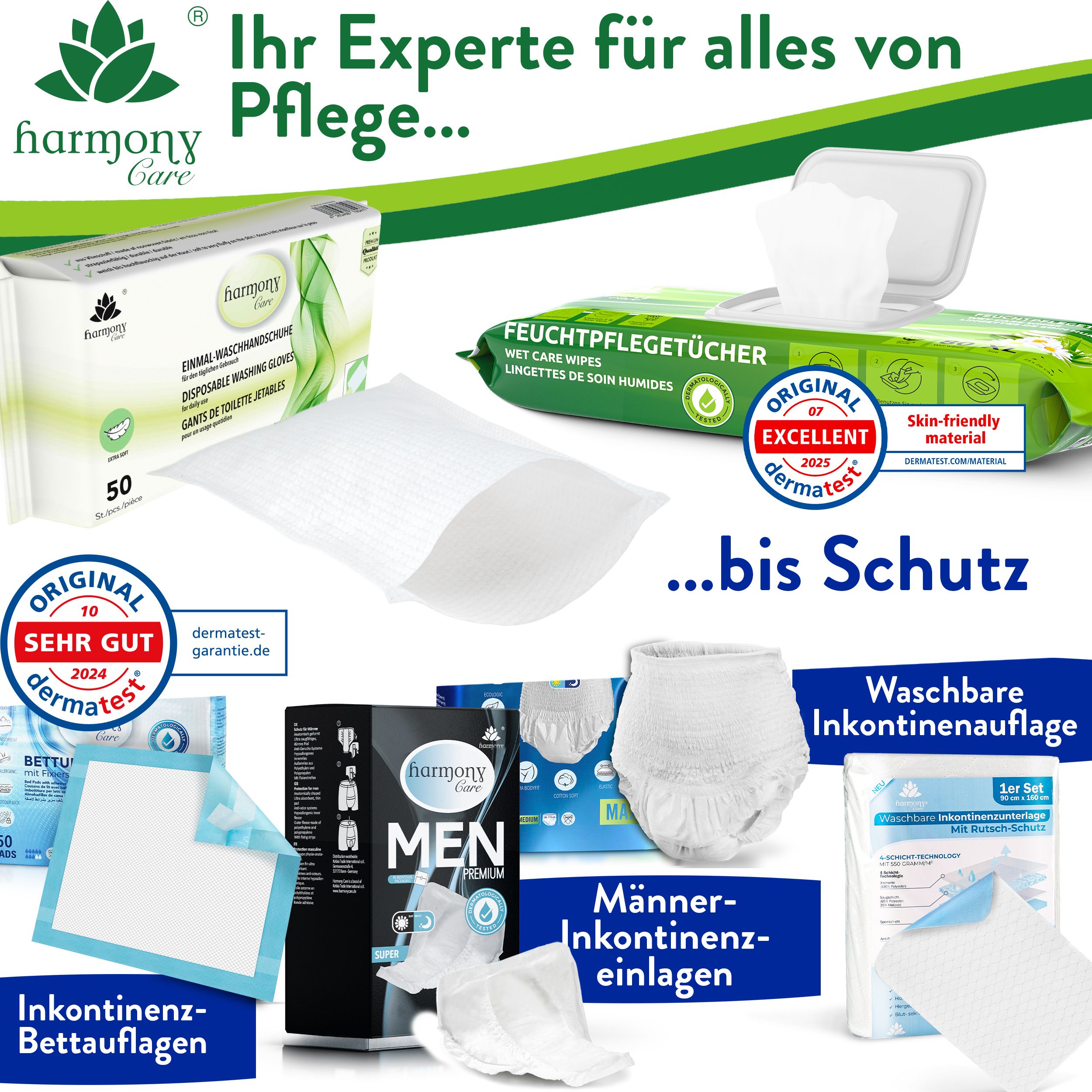 Harmony Care® - weiche Einmal Waschhandschuhe aus Spunlaced, Einmalwaschlappen für Erwachsene & Baby