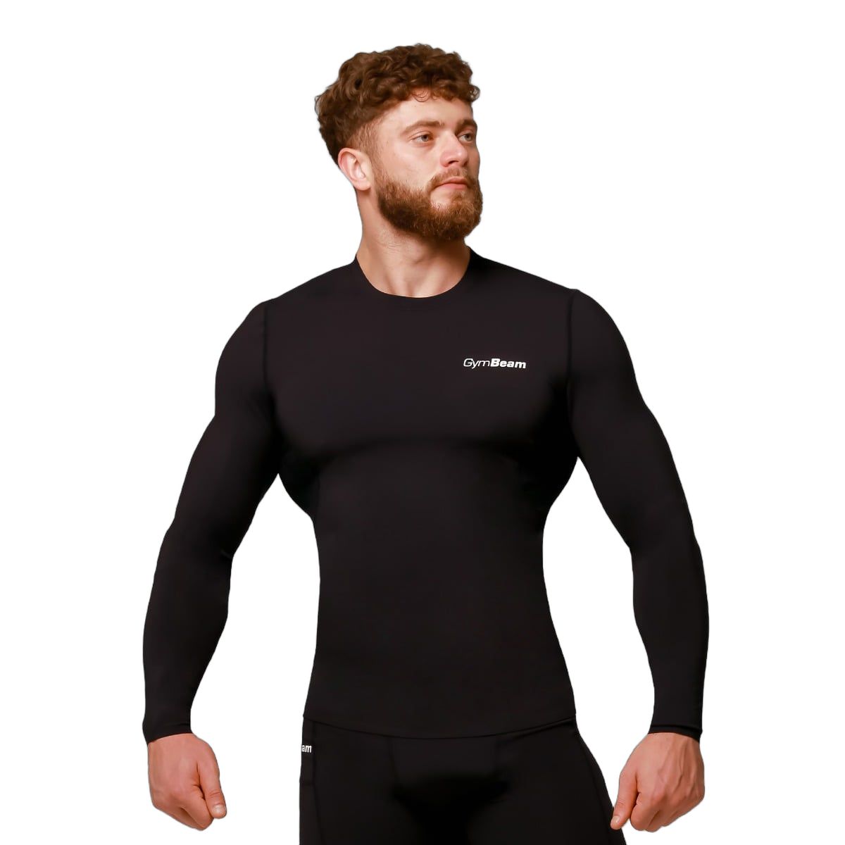 GymBeam T-Shirt Herren Slim Langarm mit mittlerer Kompression Schwarz 1 St