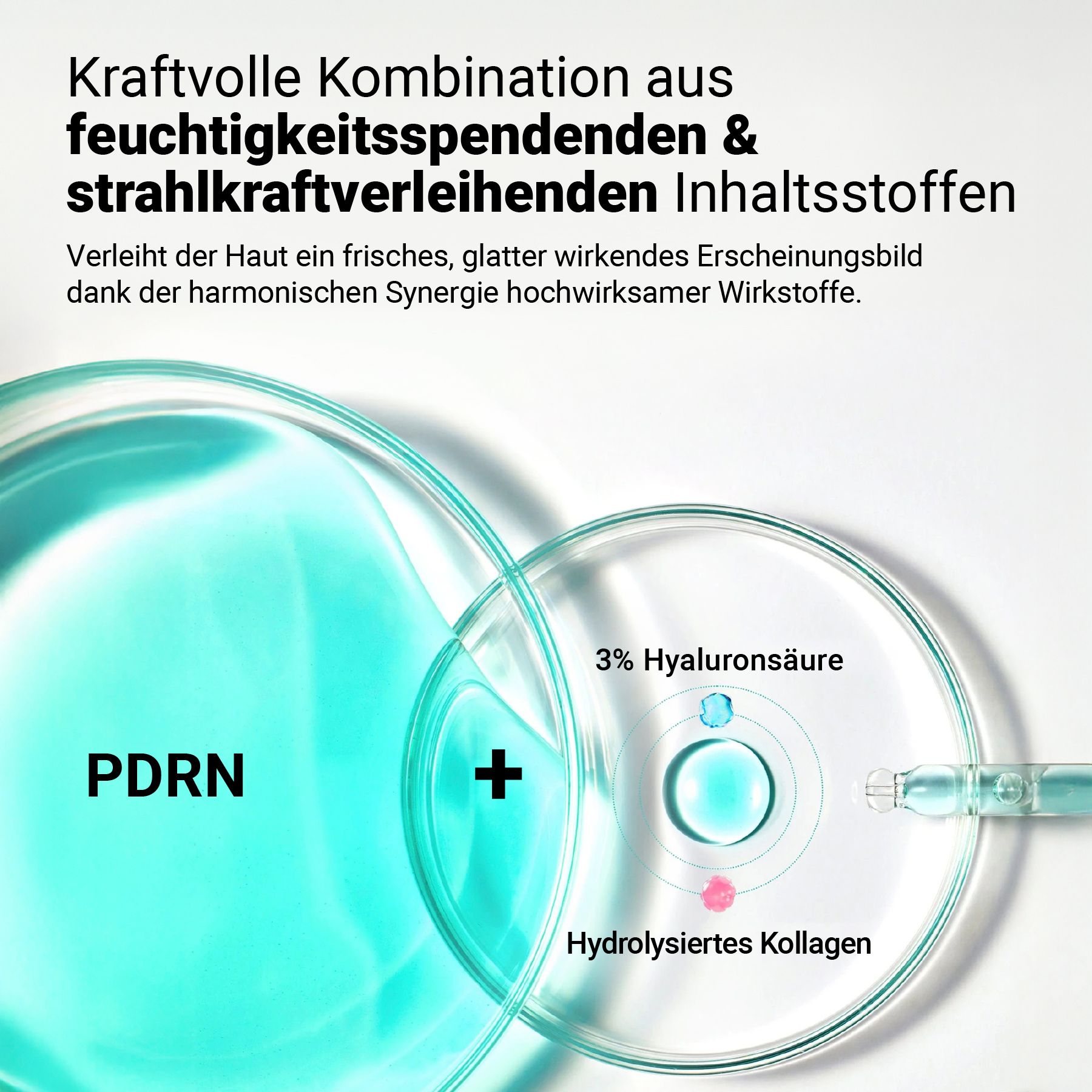 Nahaufnahme einer Pipette, die Anua Hyaluronic Acid Capsule 100 Serum auf die Haut aufträgt.
