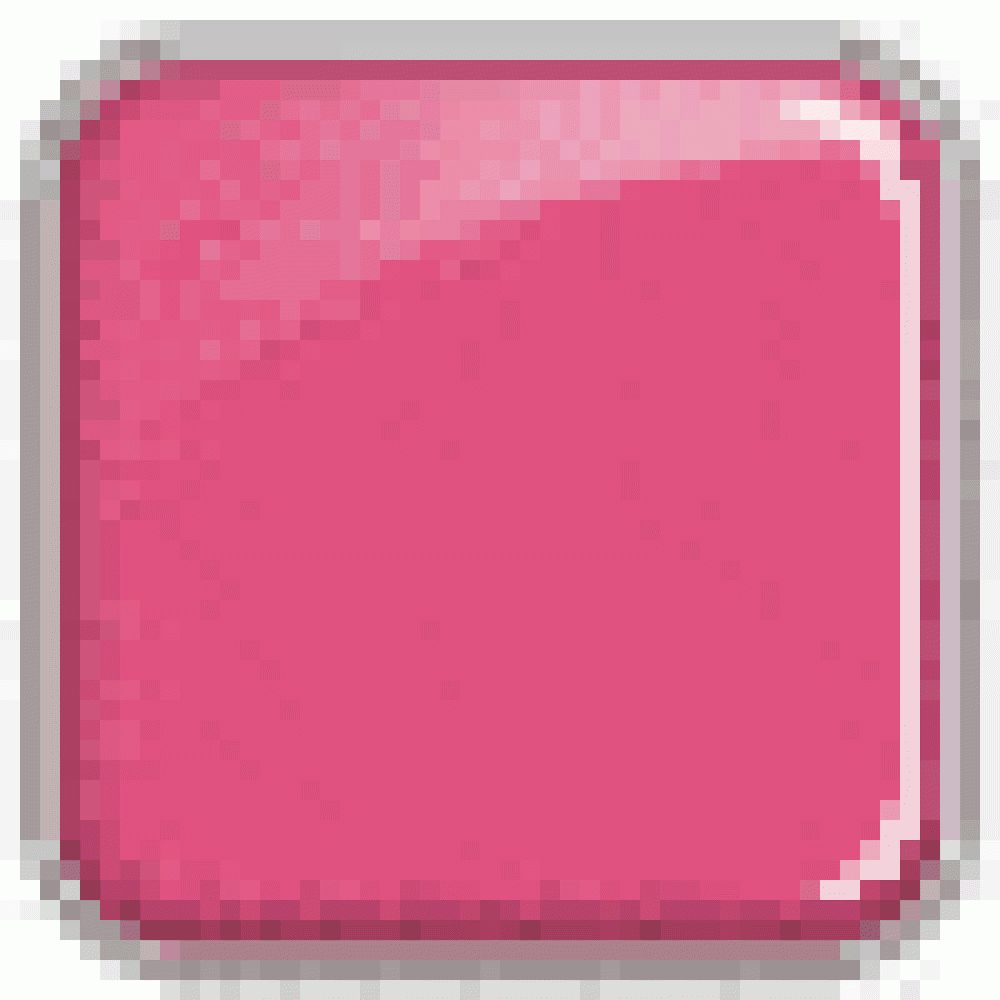 Quadratische, pinke Lippenstift-Farbe, glänzend, mit silbernem Rahmen.