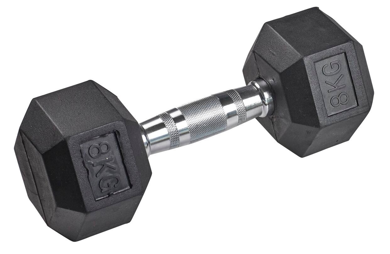 tanga sports® Gummi-Kurzhantel HEX, 8 kg