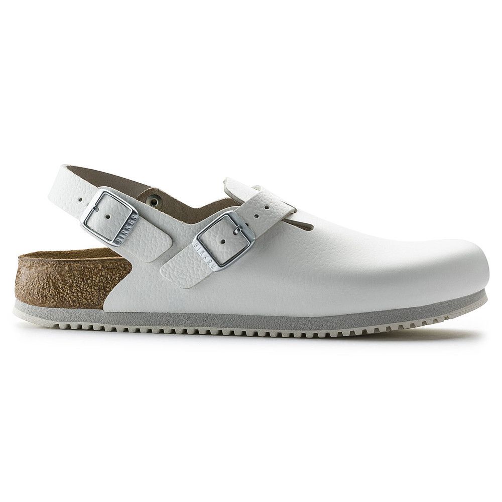 Clog Tokio Super Grip, Naturleder, weiß