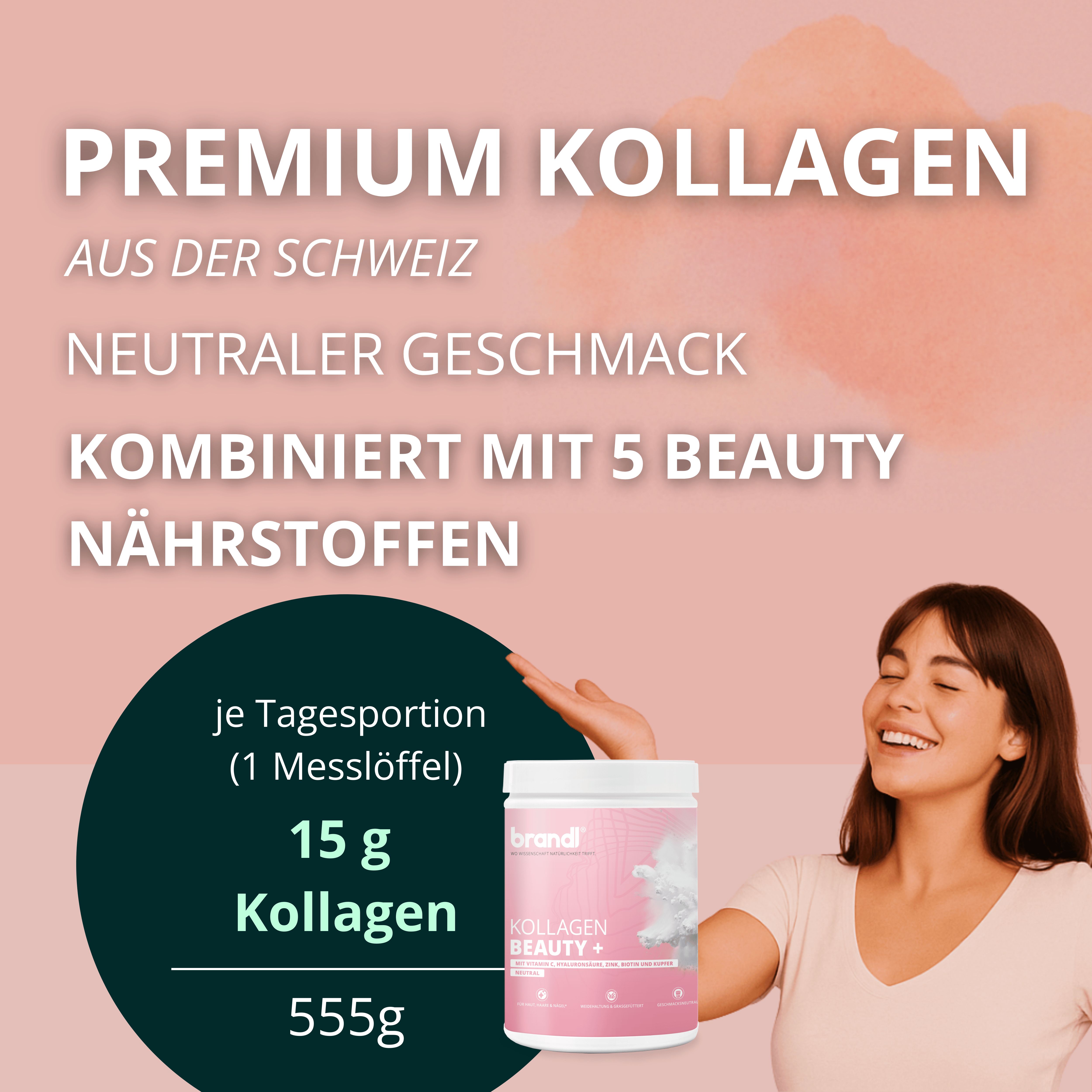 brandl® Kollagen Pulver mit Vitamin C, Hyaluronsäure & Zink | Schweizer Collagen Geschmacksneutral